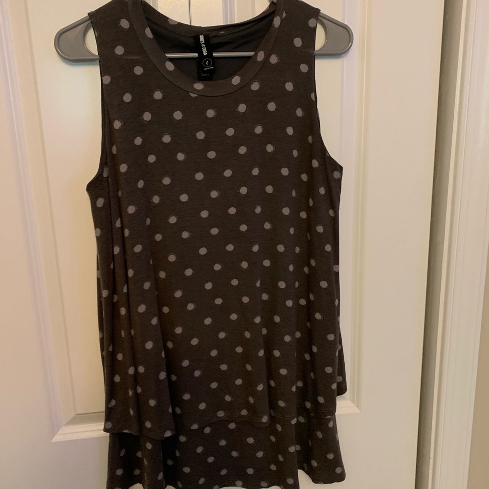 Gray polka dot Agnes & Dora tiered tank
